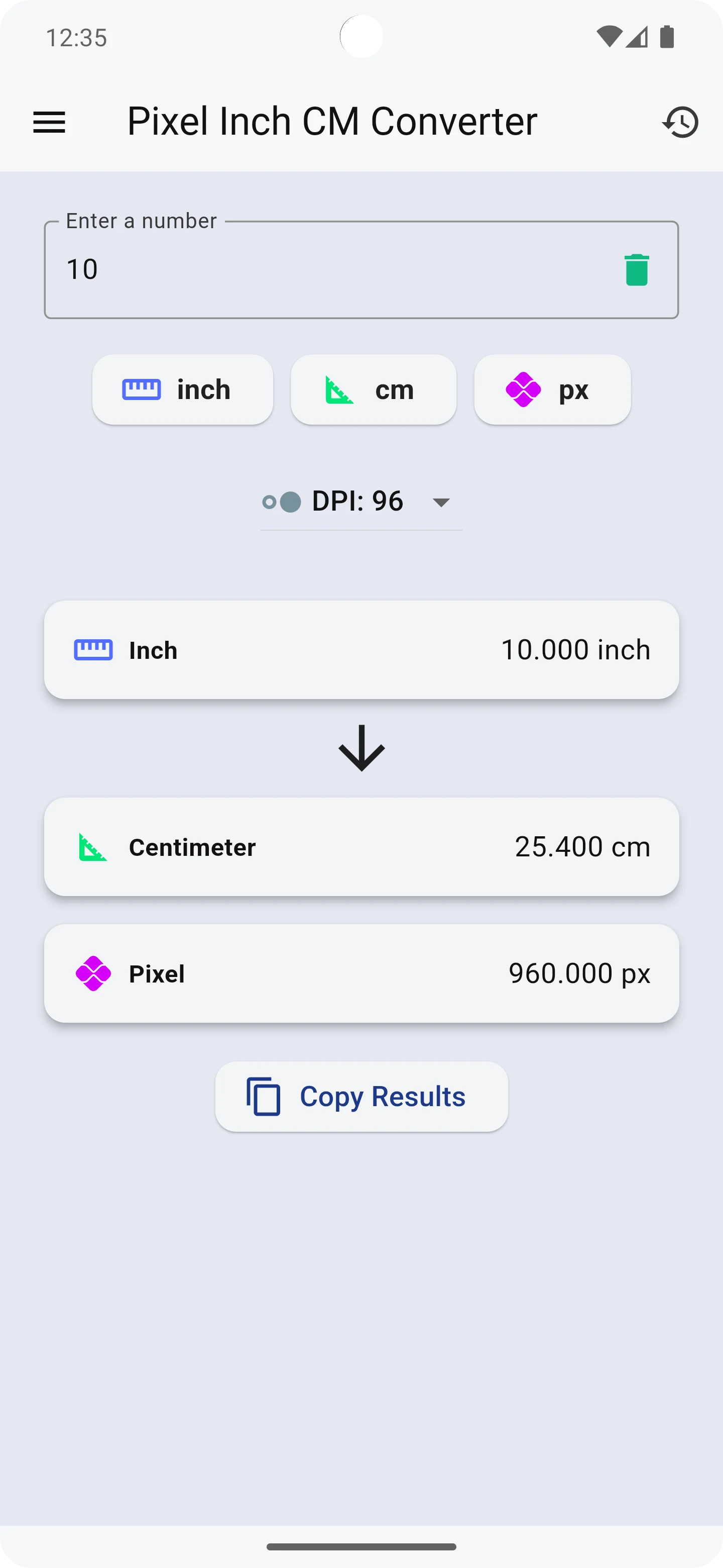 Pixel Inch cm Converter screenshot