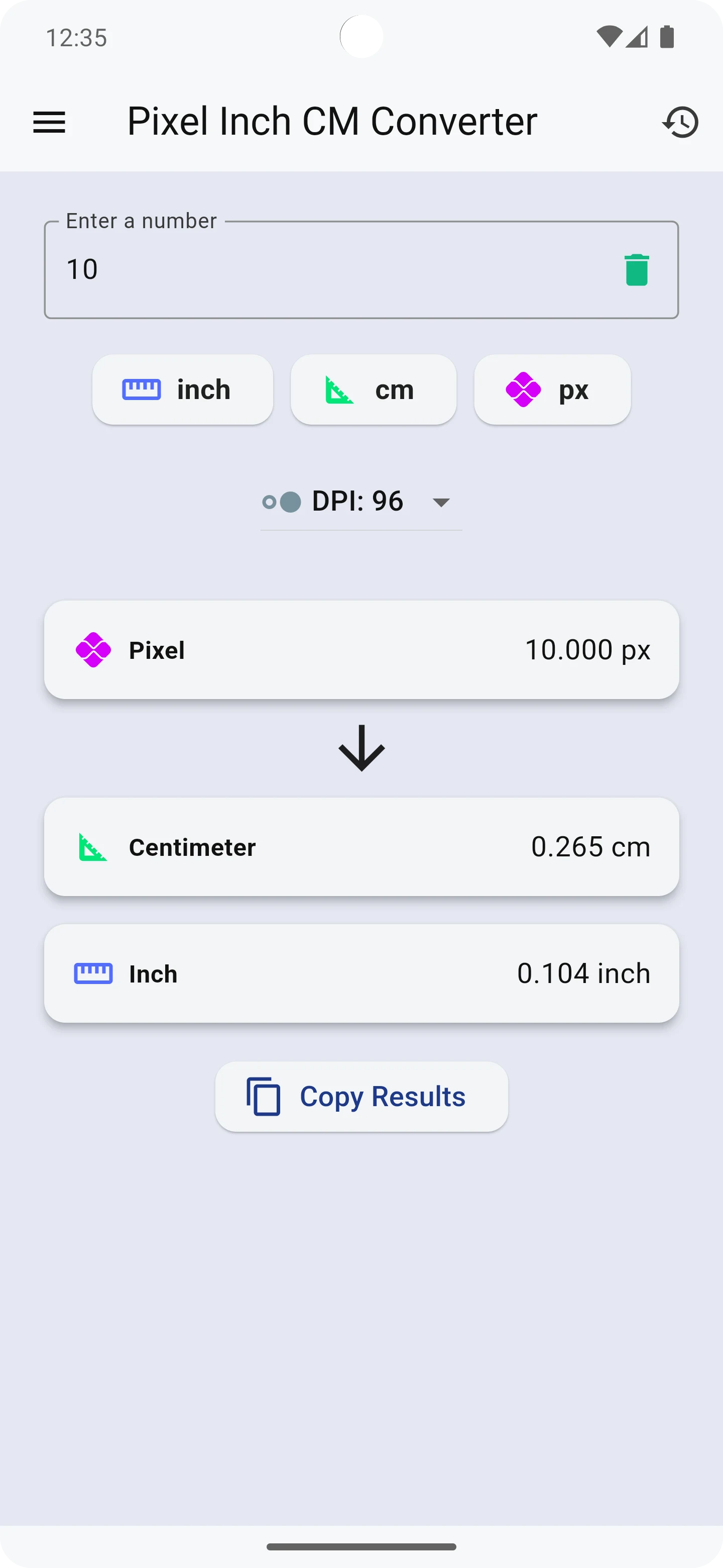 Pixel Inch cm Converter screenshot